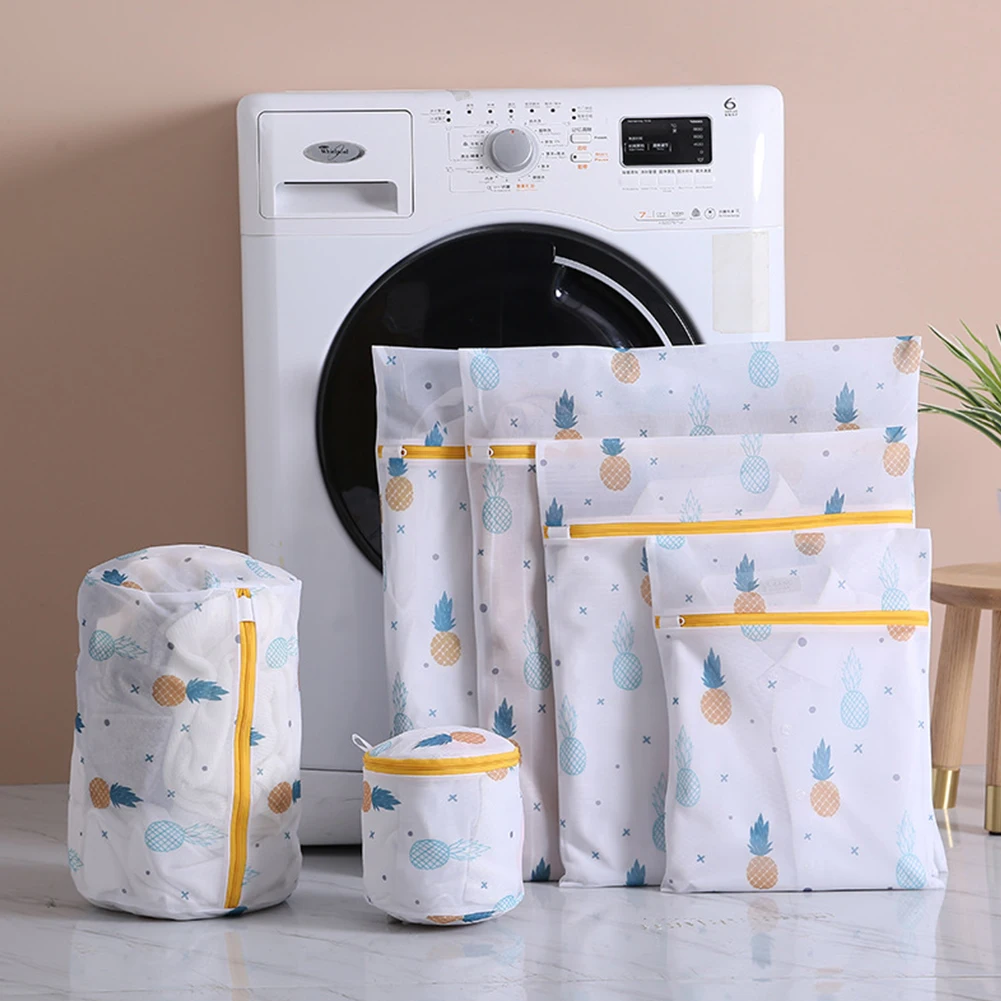 

4PCS Cute Delicates Zippered Mesh Laundry Bag Polyester Washing Net Bag For Underwear Sock Washing Machine Pouch Clothes Bags