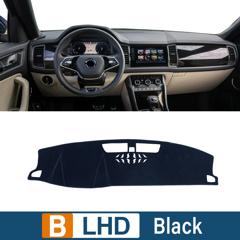 

Для Skoda Kodiaq 2016 2017 2018 2019 2020 2021 2022 крышка приборной панели автомобиля избегайте световой козырек от солнца анти-УФ ковры нескользящий коврик