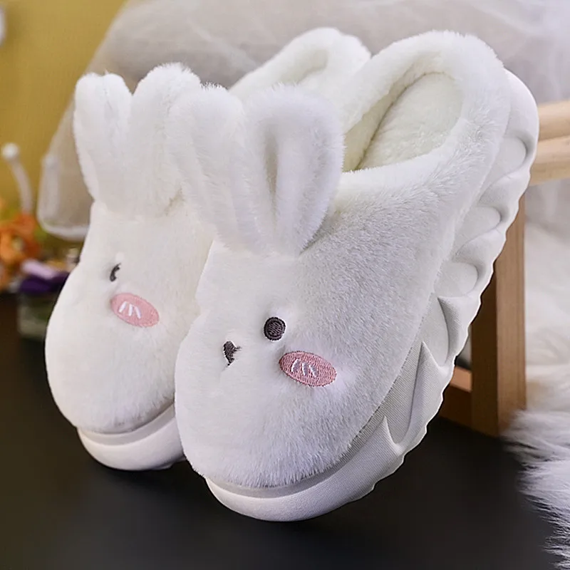 Antovo Cotton Slippers Women Lovely rabbit thick sole thermal slippers indoor home Shoes 2022 Winter Slippers for Women