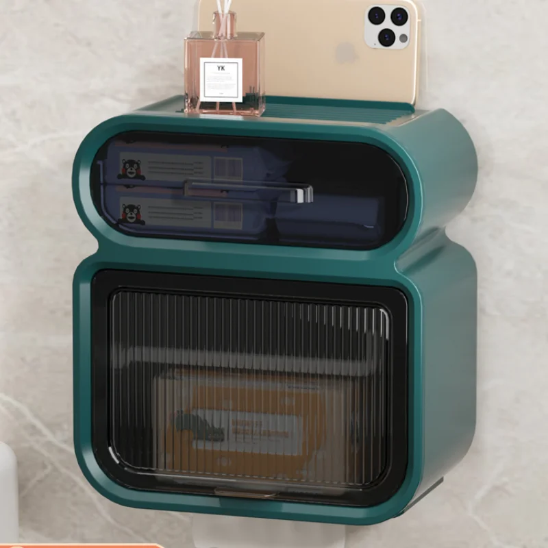 

Punch-free Toilet Tissue Box Toilet Waterproof Wall-mounted Toilet Paper Rack Universal Waterproof for Pumping and Rolling Paper