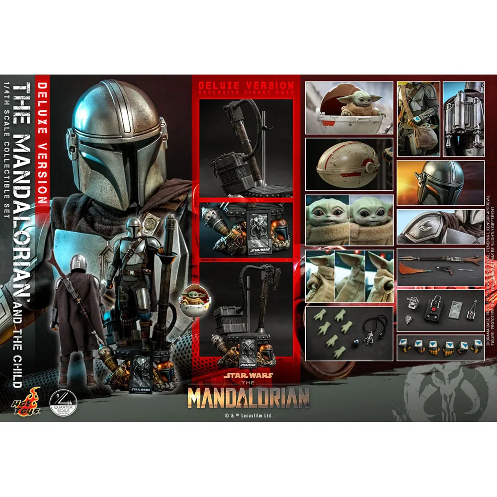 

HotToys Original 1/4 QS016 QS017 QS018 The Mandalorian And The Child Grogu Yoda Baby Collectible Set Anime Action Figure Toys