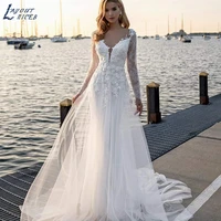 layout niceb sexy mermaid wedding dresses lace with embroidery elegant long sleeves bride gowns
