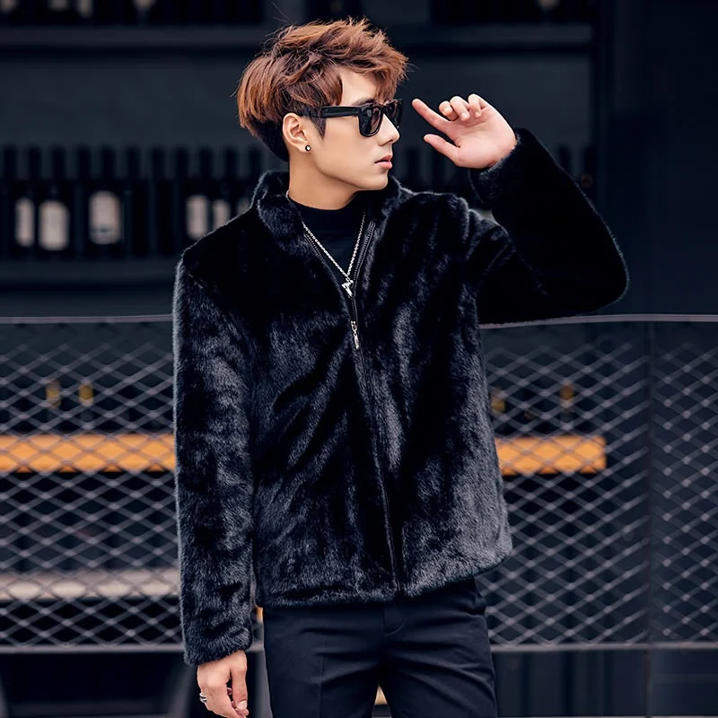 Верхняя одежда из меха норки мужская осенне-зимняя шуба искусственного с