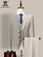 13 colors 5xl jacket vest pants high end brand formal business mens suit three piece groom wedding dress solid color suit