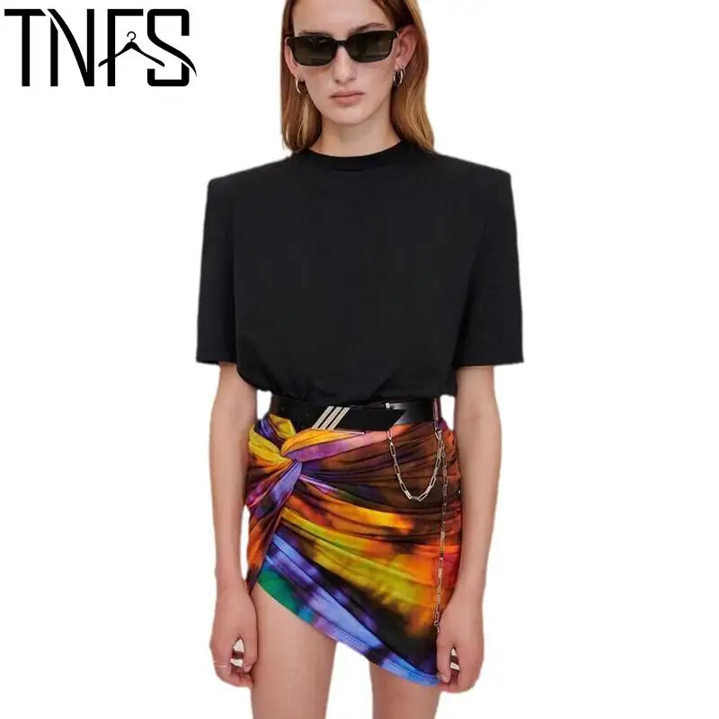 

Yuerwang Women T Shirt Shoulder Padded 2022 Cotton White Tee Shirt Girl Summer Top Solid T-shirt For Women Tops