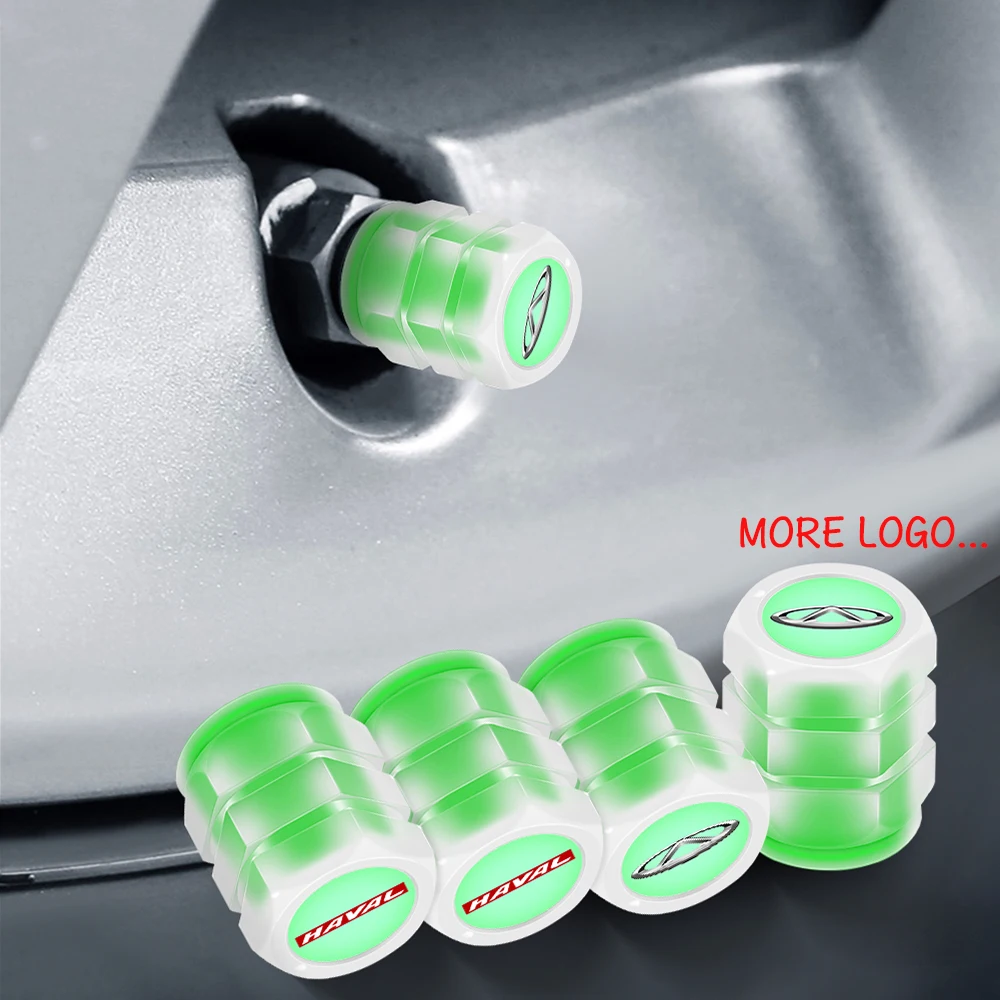 

4pcs Car Styling 3D Fluorescent Green Glowing Luminous Valve Stem Caps For Hyundai i30 Tucson i20 Creta HB20 Sonata Elantra i10