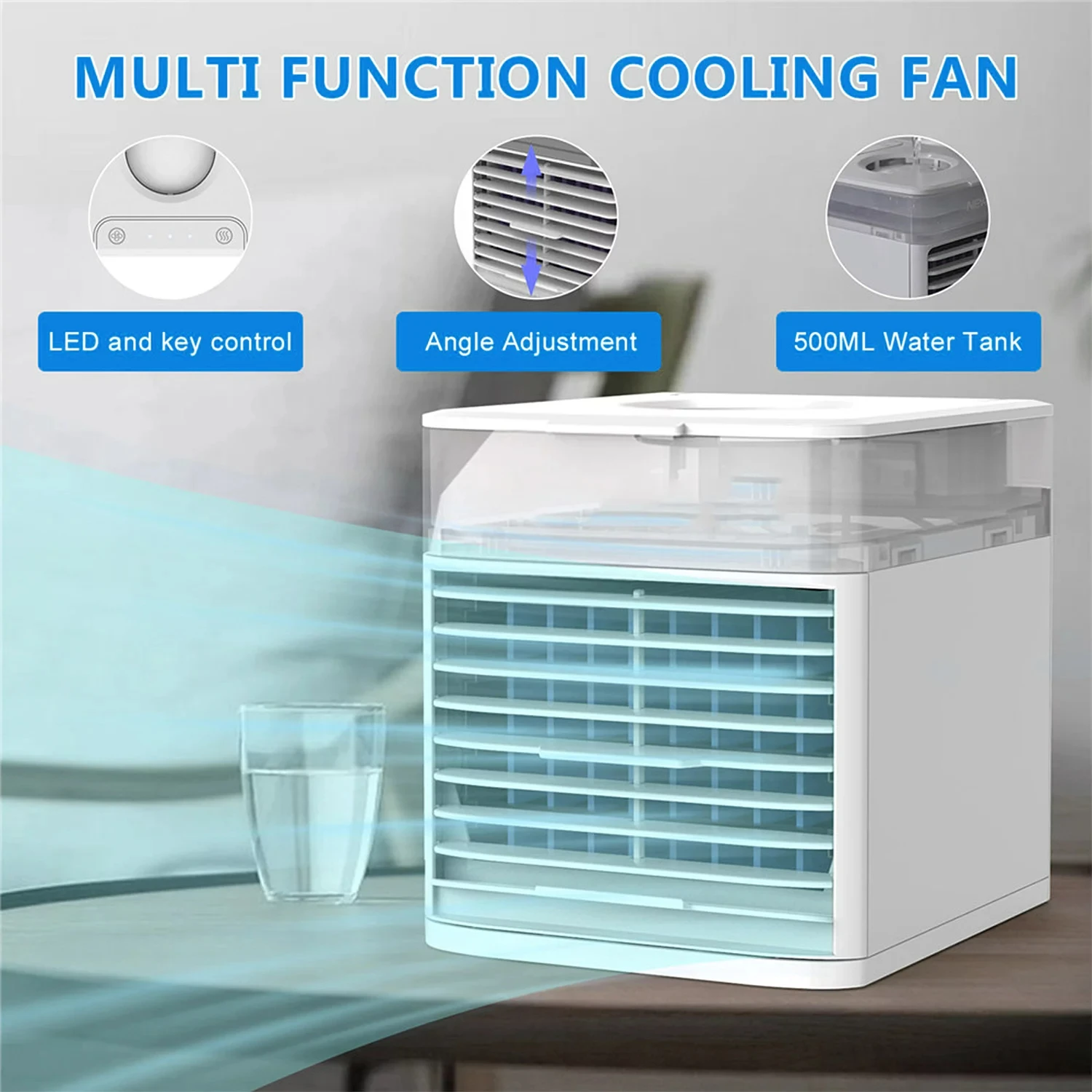

Air Cooler Evaporative Humidifier Cooling Fan 3 in 1 USB Mobile Desk Cooler