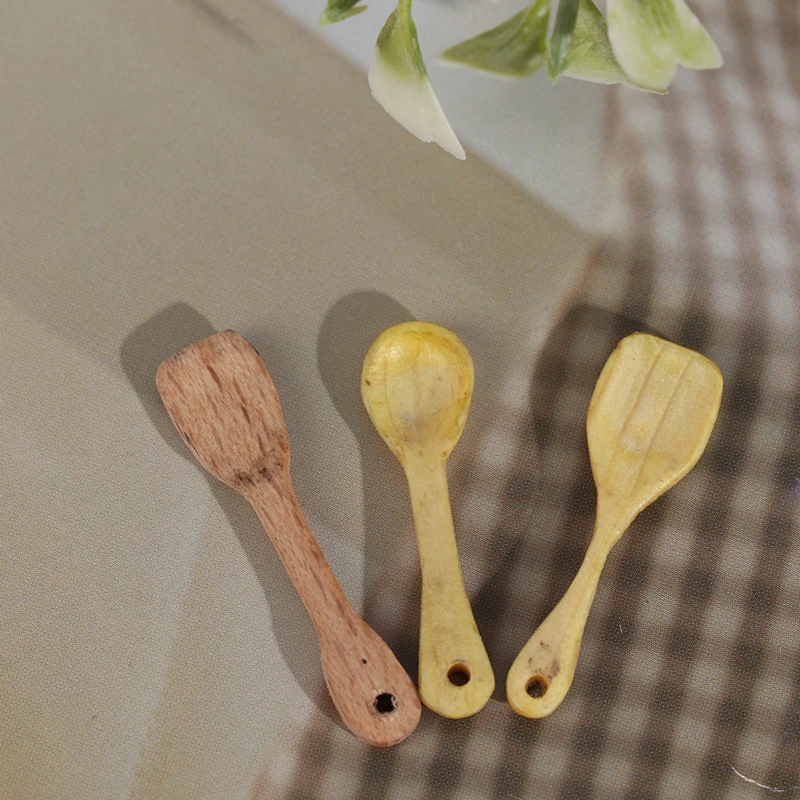 

New Arrival 3Pcs/set 1:12 Dollhouse Mini Wood Shovel Soup Spoon Kitchen Tool Utensils For Dollhouse Decoration