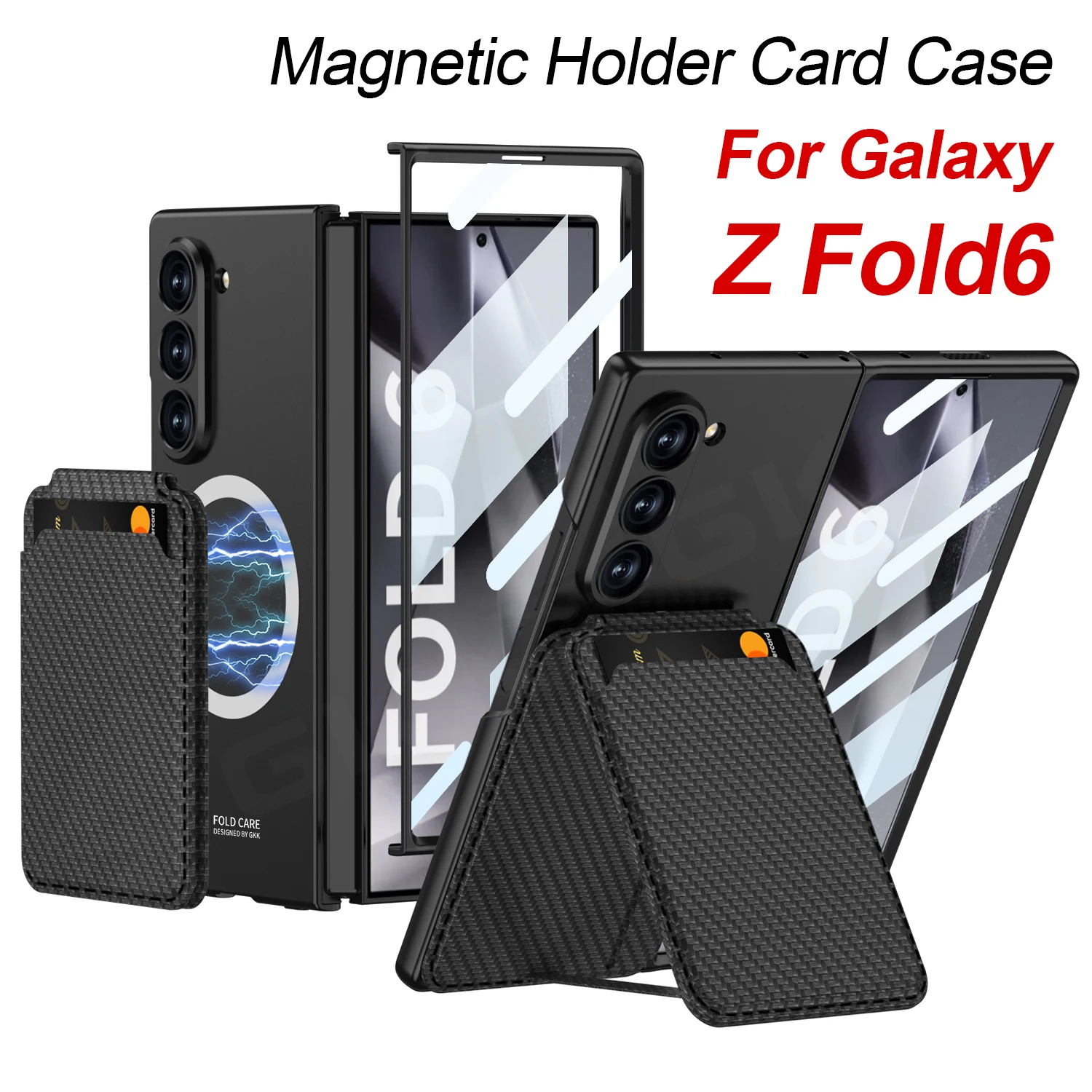 Чехол-держатель для магнитной карты GKK Samsung Galaxy Z Fold 6 внешний стеклянный чехол с