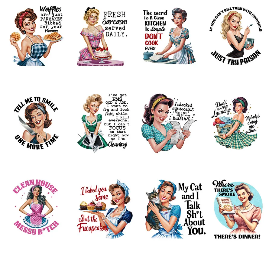 

12 Шт., Забавные Женские Саркастические Домохозяйки, УФ-кружка DTF, Переводная Наклейка, Наклейки Для Стеклянных Кофейных Чашек