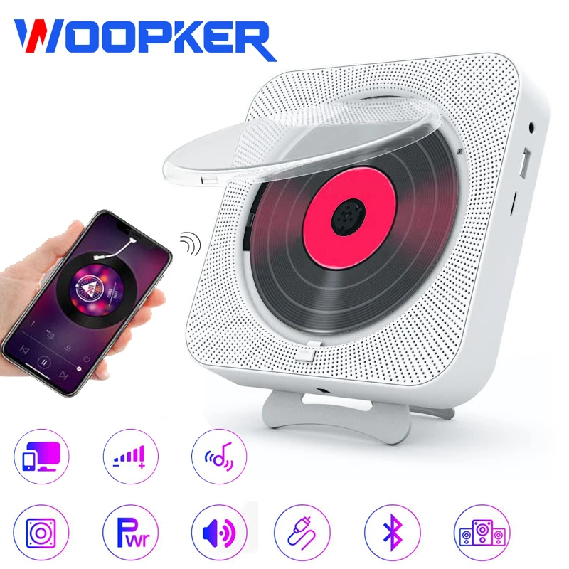 

Фетальный CD-проигрыватель музыка Bluetooth совместимый Настольный настенный монтаж Smart CD портативный пульт дистанционного управления Hi-Fi динам...
