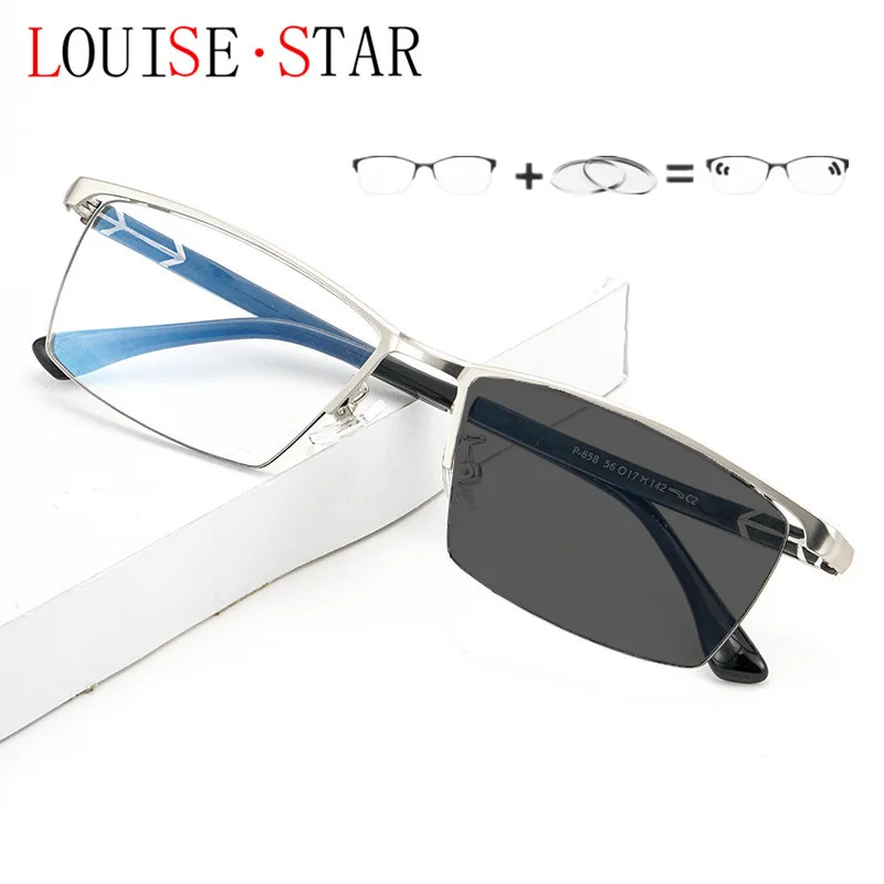 

Men's Titanium Alloy Prescription Glasses Square Myopia Full Frame Glasses Men's Business Model Optical Glasses Progressive New