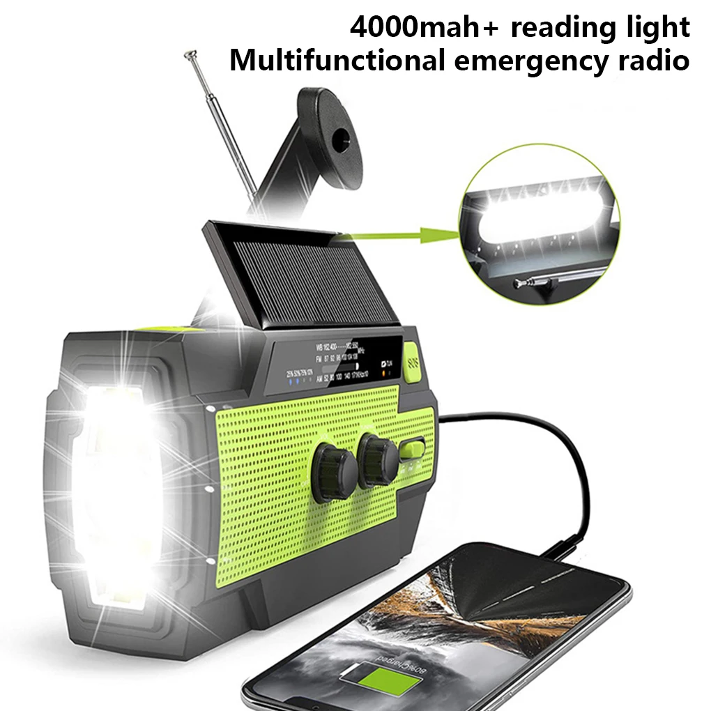 

Radio Rechargeable Solar Survival Adjustable Flashlight LED Rescue Alarm Power Bank Charging Multifunctional Phone Charger