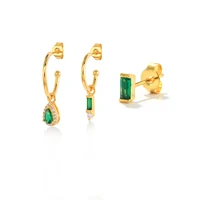 canner 3pcs set jade green pendientes plata 925 earring for women drop earrings ear piercing mom gift silver 925 jewelry 2022