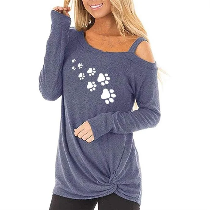 

dinboa-2022 New Fashion T-Shirt For Women T-Shirt Dog Paw Animal Print Tops Women T-Shirt Cotton Size Cropped Summer Camiseta