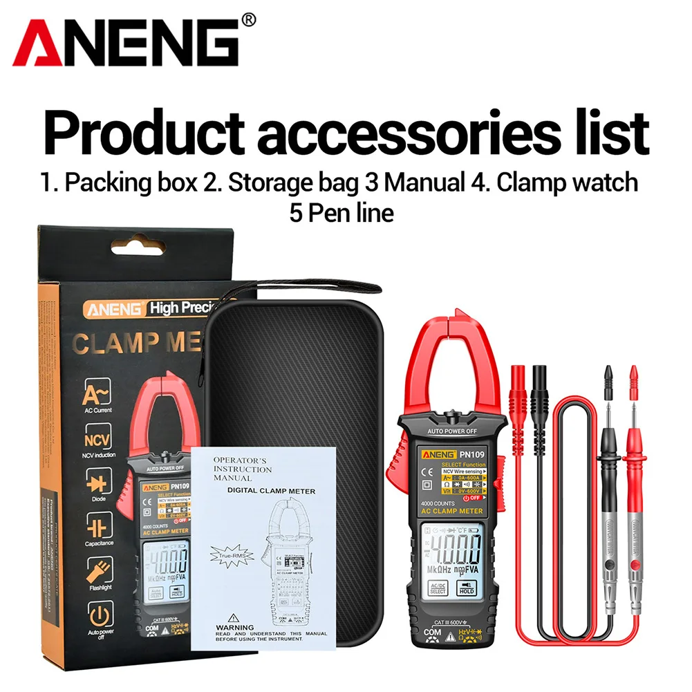 Умный токоизмеритель-зажим ANENG PN109 цифровой 4000 А