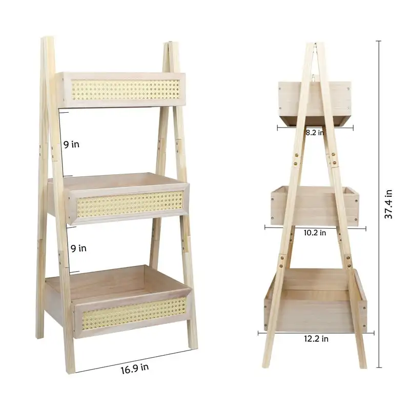 

Bookcase Rattan Shelf Storage Bookshelf Beige Natural