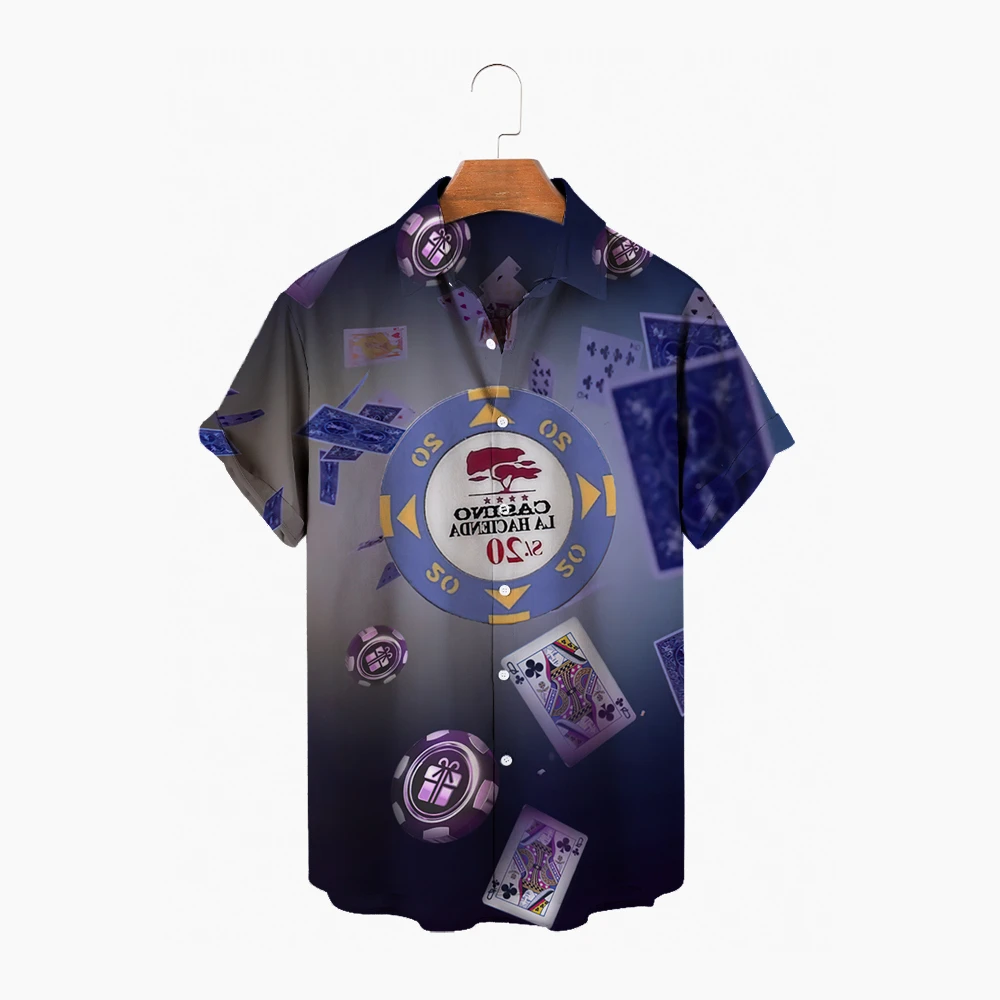 2023 Men's Summer Cool Thin Floral Camisa Retro Social Masculina Hawaiian Shirt Casino Top Casual Short-sleeved Printing Chips