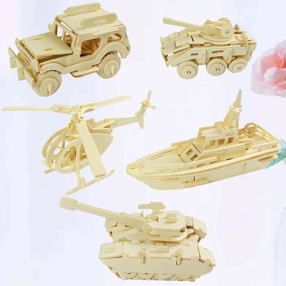 

Toy Puzzle Model Wooden Toys Assembly 3D Manualeducational Puzzel Patrol Boat Vehicle Armored Battlefield Helicopter Tank Jigsaw