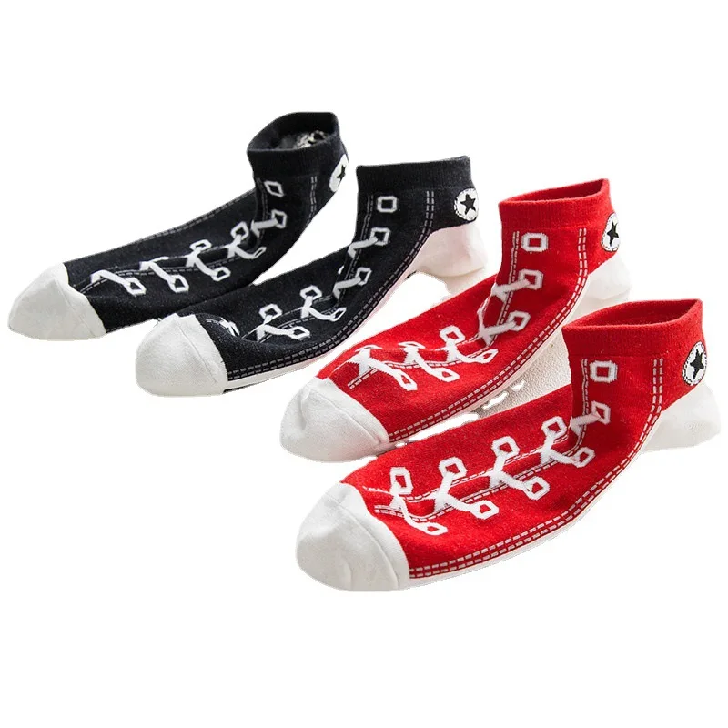 1 pair Of Funny Shoe Print Socks Fashion Harajuku Style Hip Hop Cute Fashion Soft Womens Slippers And Socks