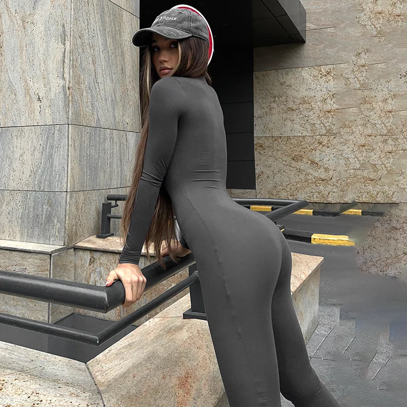 Женский осенне-зимний комбинезон с длинными рукавами и принтом в виде