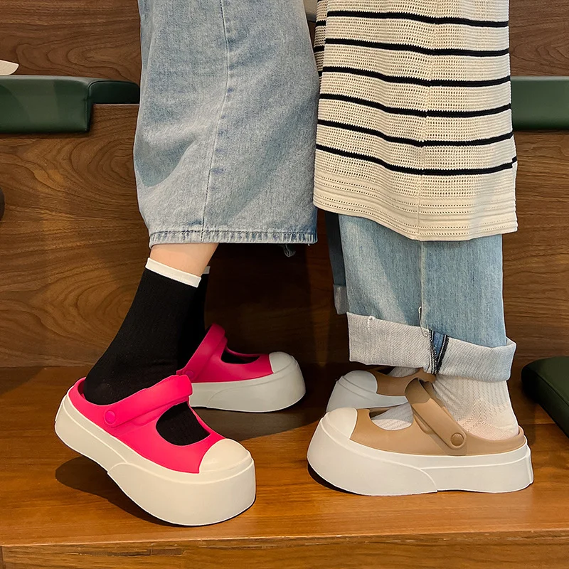 Summer Patchwork Women Sandals Fashion Two Ways Platform Female Slippers Comfortable Beach Sandals EVA Soft Ladies Clogs Shoes