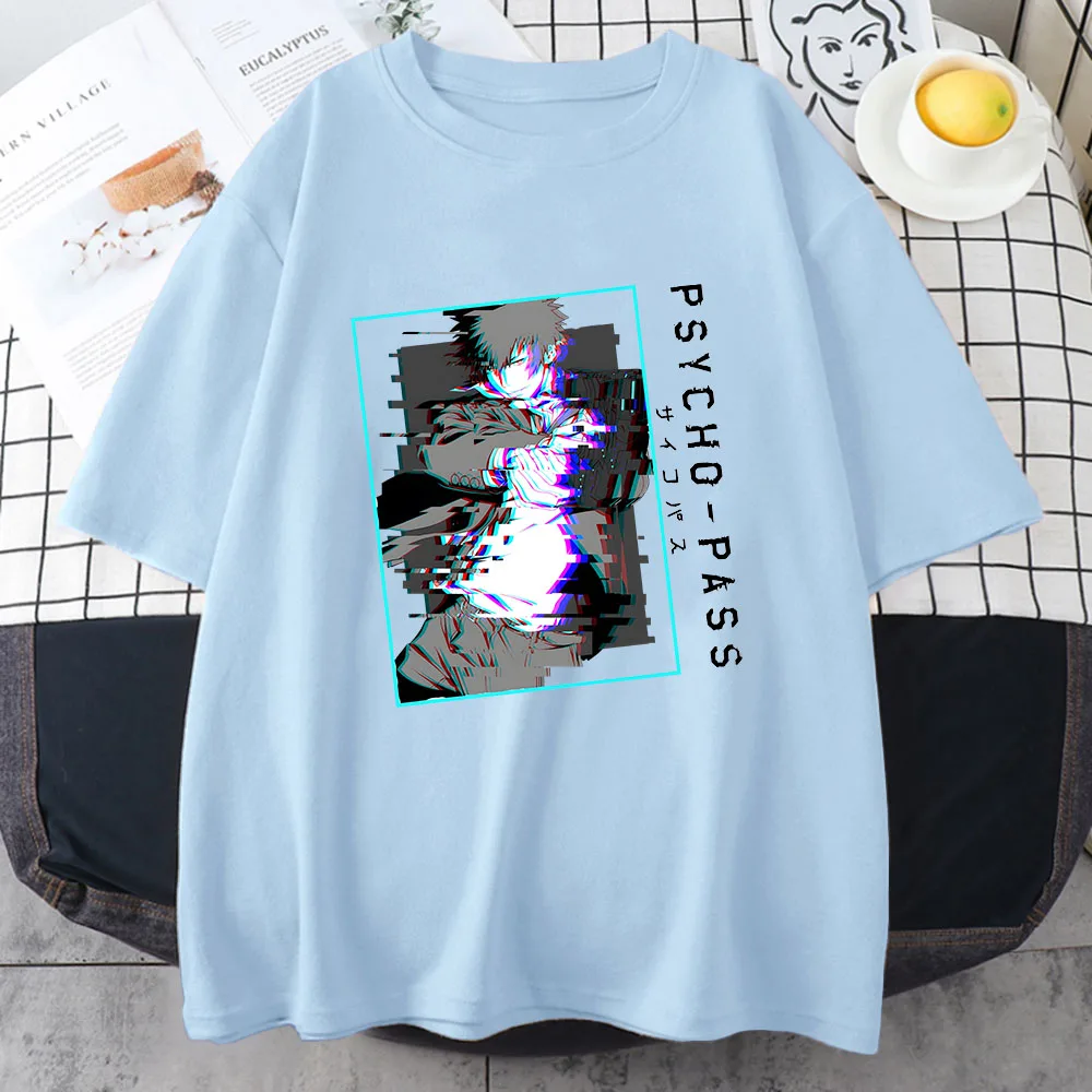 

Psycho Pass Kogami Shinya T-shirts Women Sibyl System Japanese Anime Tshirts Dystopian Aesthetic T Shirts 100% Cotton Saiko Pasu