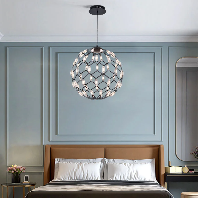 

Postmodern Black/White LED pendant lights Iron Ball hanging lamp Nordic Living room home deco fixtures bedroom villa luminaires