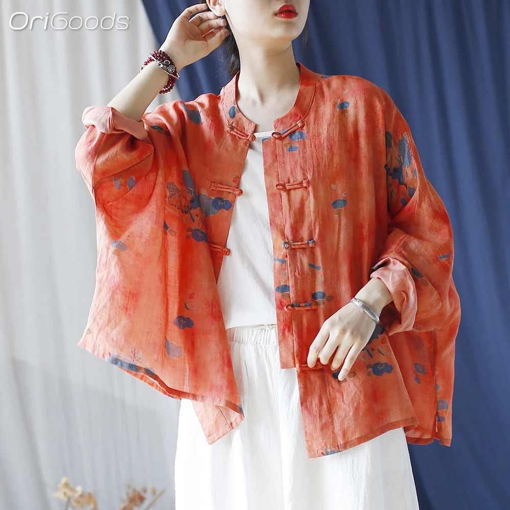 Оригинальная рубашка большого размера для женщин с цветочным принтом 100% ткань