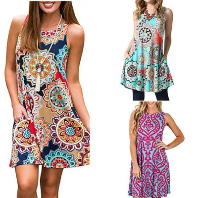 

europe and the United States women's amazon wish summer hot style sleeveless dresses plus size dress