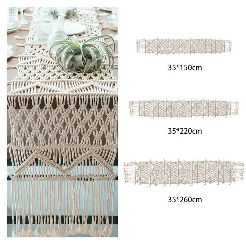 

European Bohemian Table Runner Macrame Hand-woven Tapestry Tea Table TV Cabinet Tablecloth Dresser Table Flag Home Decoration