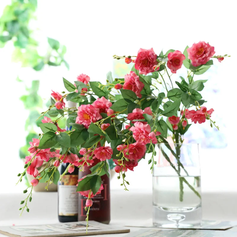 

Artificial Flower 64cm7 Fork Red Rose Flower Home Living Room Flower Arrangement Wedding Scene Guide Decoration Artificial Plant