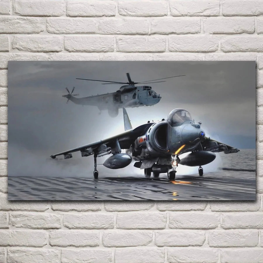 

Harrier AV 8B II Royal Navy military aircraft living room home decoration fabric posters on wall art KR470