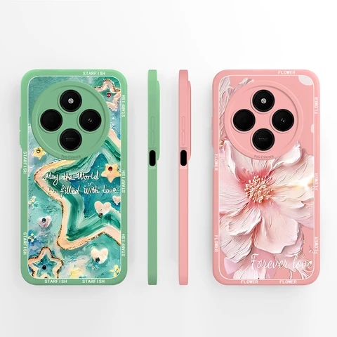 Чехол для телефона POCO C75 с милым сердечком и котом, мягкая жидкая силиконовая задняя крышка для Xiaomi Poco C 75, полная защита от падения, чехол