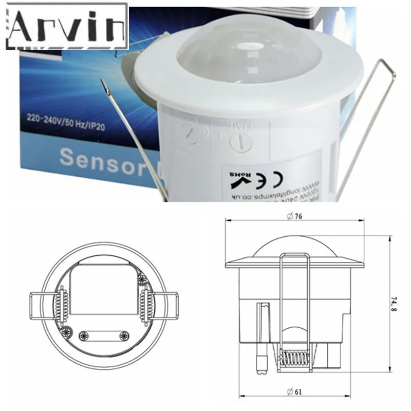 Домашняя система сигнализации Home Security Alarm Systen 360 Degree Infrared PIR Detection IR Recessed Motion Sensor Detector Auto Light Switch on.