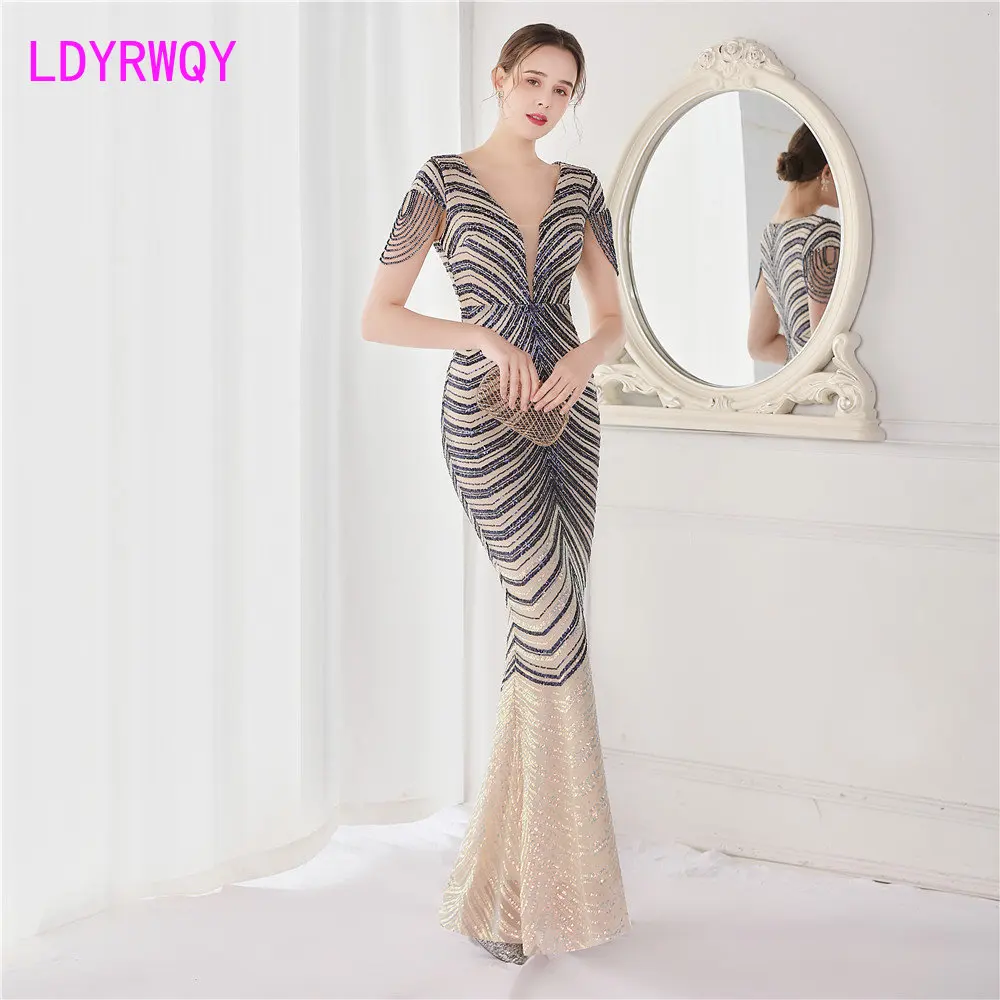 Positioning bead bead piece technology to order bead sexy long dress