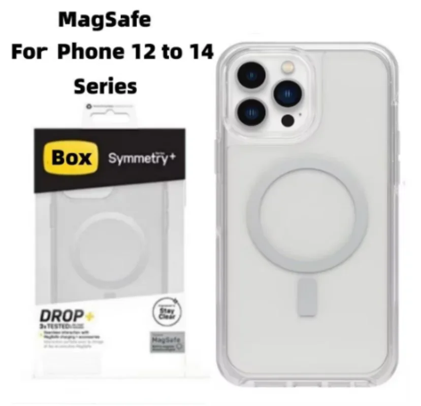 

Capa de proteção anti-queda para lontra Série MagSafe, Ai, caixa de simetria, transparente, iPhone 12 Pro Max, 13 Pro, 14 Pro Ma