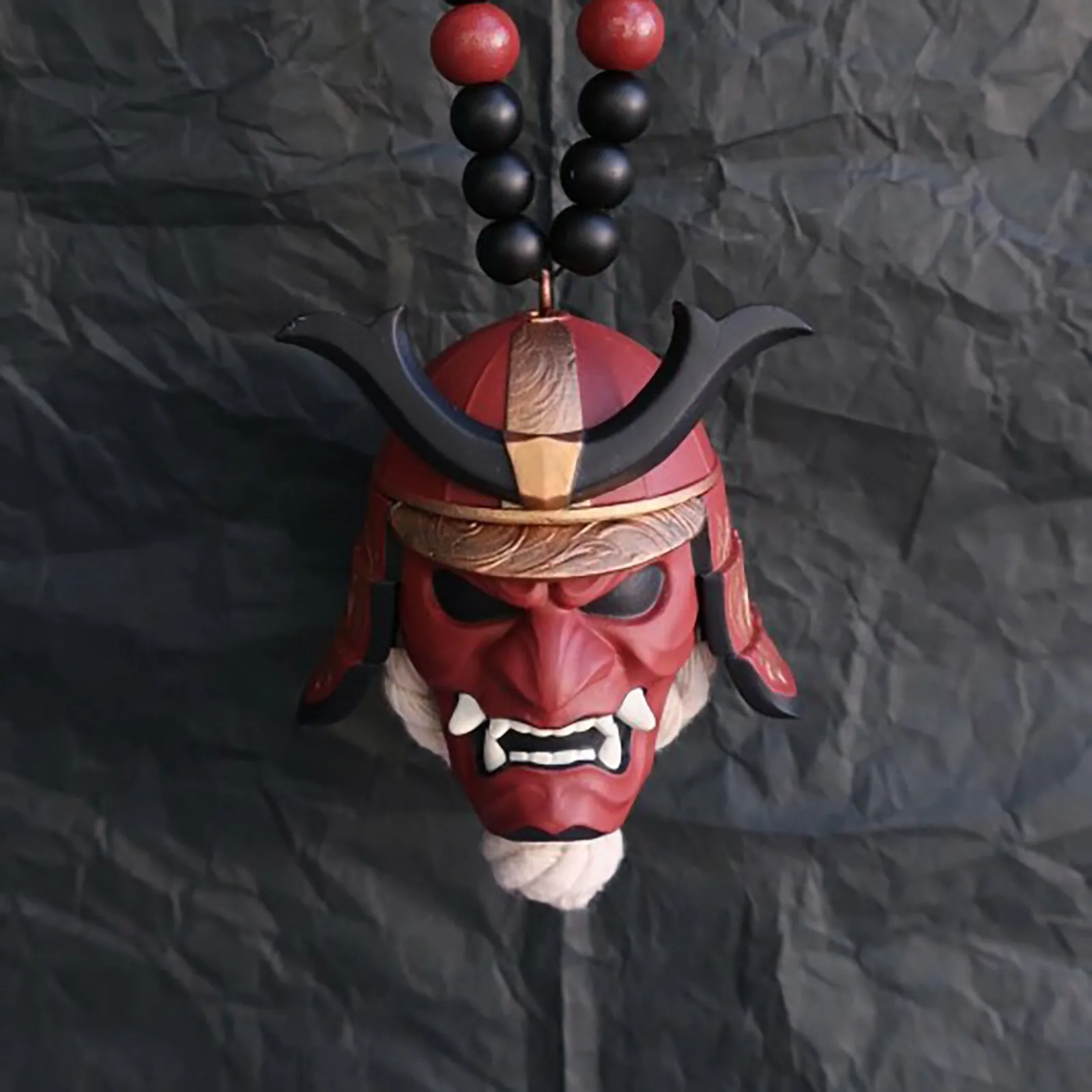 Japanese Oni Samurai Helmet Car Hanging Pendant Face Protective Kabuto Masks Rear View Mirror Decoration |