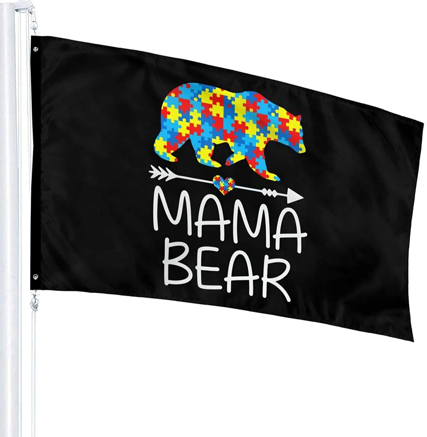 

Флаг для осведомленности об аутизме с забавным медведем для мамы, 3 Х5 футов, идеально подходит для любого балкона или двора, декоративный ба...