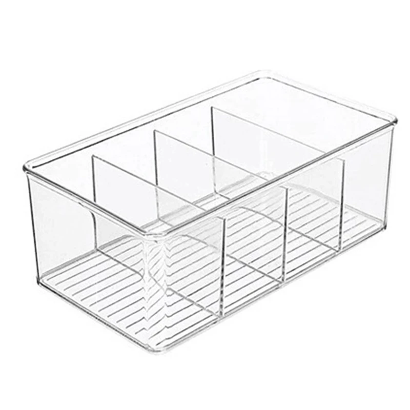

Plastic Food Storage Organizer Bins Divided Compartment Holder For Snacks Packets Pouches Stackable Fridge Organizers