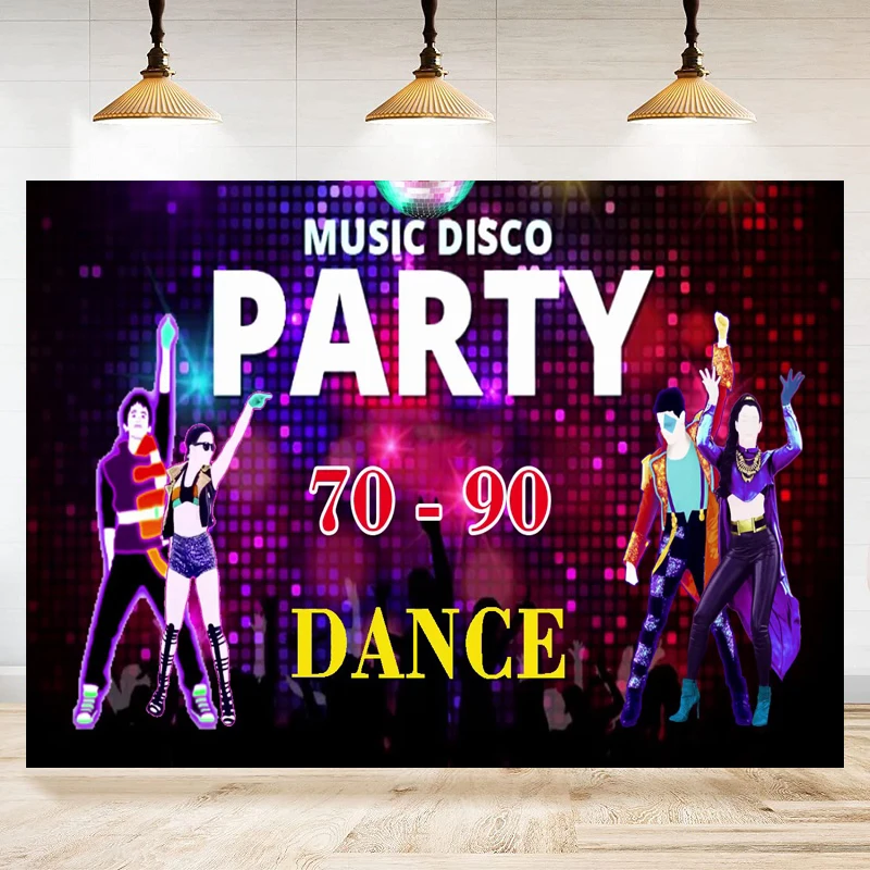 

Photography Backdrop Vintage Back To 70s 80s 90s Disco Dancing Prom Let's Glow Grazy Dance Night Birthday Party Decor Background