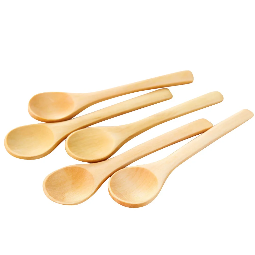 

10-Piece Safe Nontoxic Natural Ecofriendly Wooden Soup Spoon for Honey Seasoning Dessert Kitchen Home