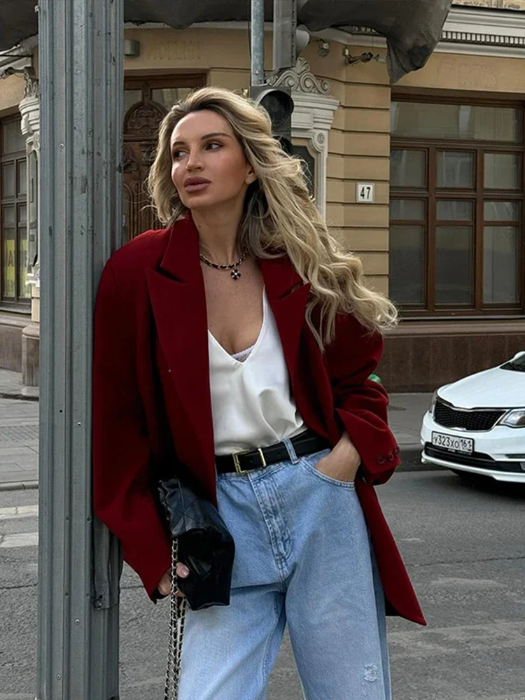 Куртка женская Винтажная с отложным воротником повседневный свободный пиджак