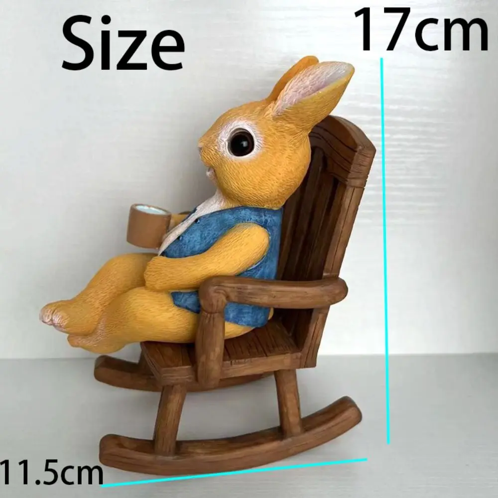 Кавайный кролик кресло-качалка скульптура мультяшный мини-кролик украшение из