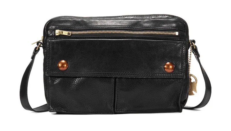 Fashion casual top quality natural genuine leather men crossbody bag outdoor travel daily luxury real cowhide black shoulder bag