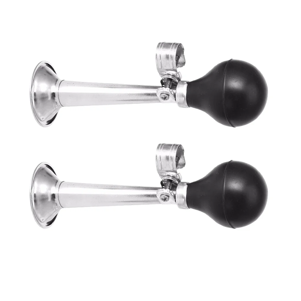 

2PCS 9 inch Mountain Bike Air Horn Loud Iron Handlebar Horn Alarm Plating Cycling Bell Alarm Trumpet (Black)