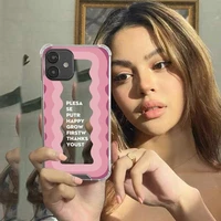 korean wave pattern makeup mirror phone case for iphone 11 12 pro max x xs xr 6s 7 8 plus se 2 13 mini shockproof silicone cover