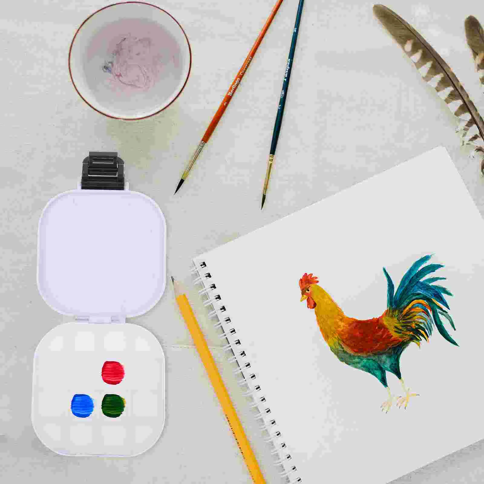

Box Pigment Painting Storage Watercolor Container Case Saver Grid Tray Multicolor Transparent Mixing Mini Keeps Compartments