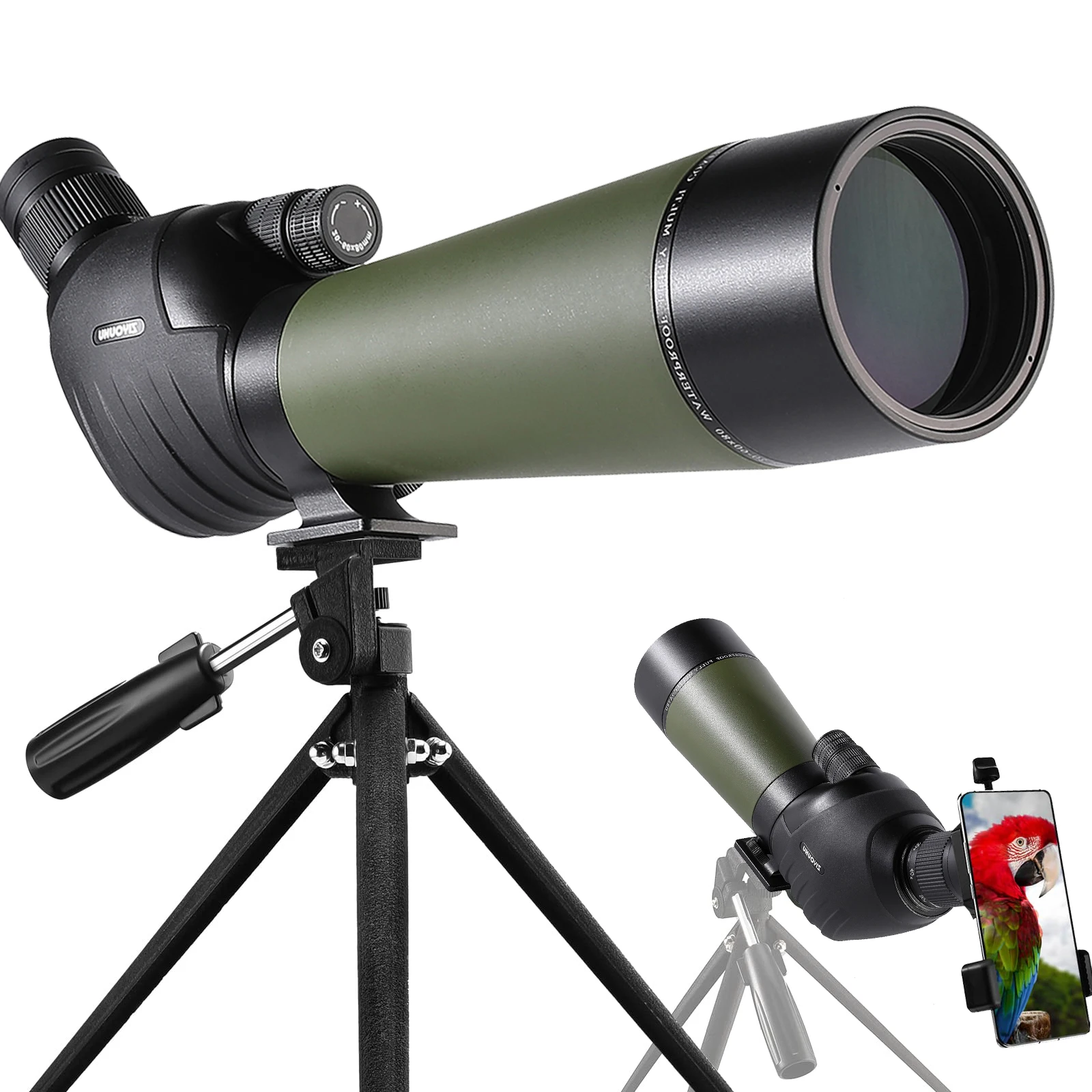 20-60X80 Monoculars Dual Focusing Telescope Spotter Scope with Tripod for Target Shooting Hunting Bird Watching Moon Observing