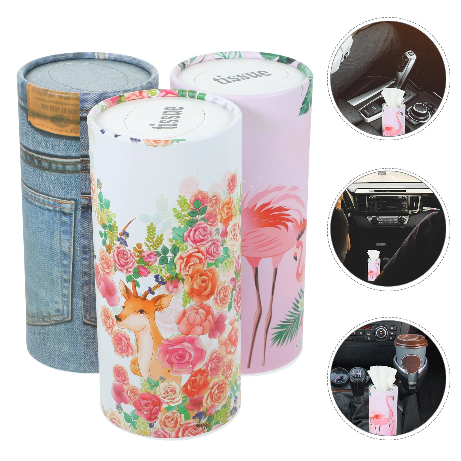 

3 Pcs Tissue Paper Cylinder Pumping Convenient Facial Car Portable Disposable Adorable Face Supply Travel